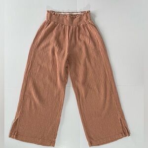 4our Dreamers Coral Cotton Cropped Wide Leg Pants High Waisted Size Small